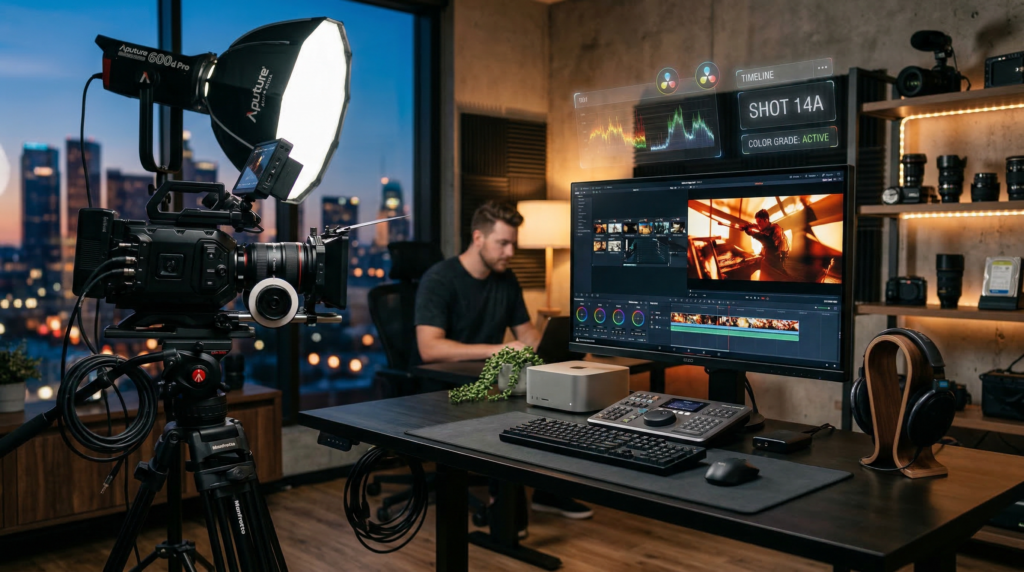 Modern digital agency workspace — Right Click Tech & Media team